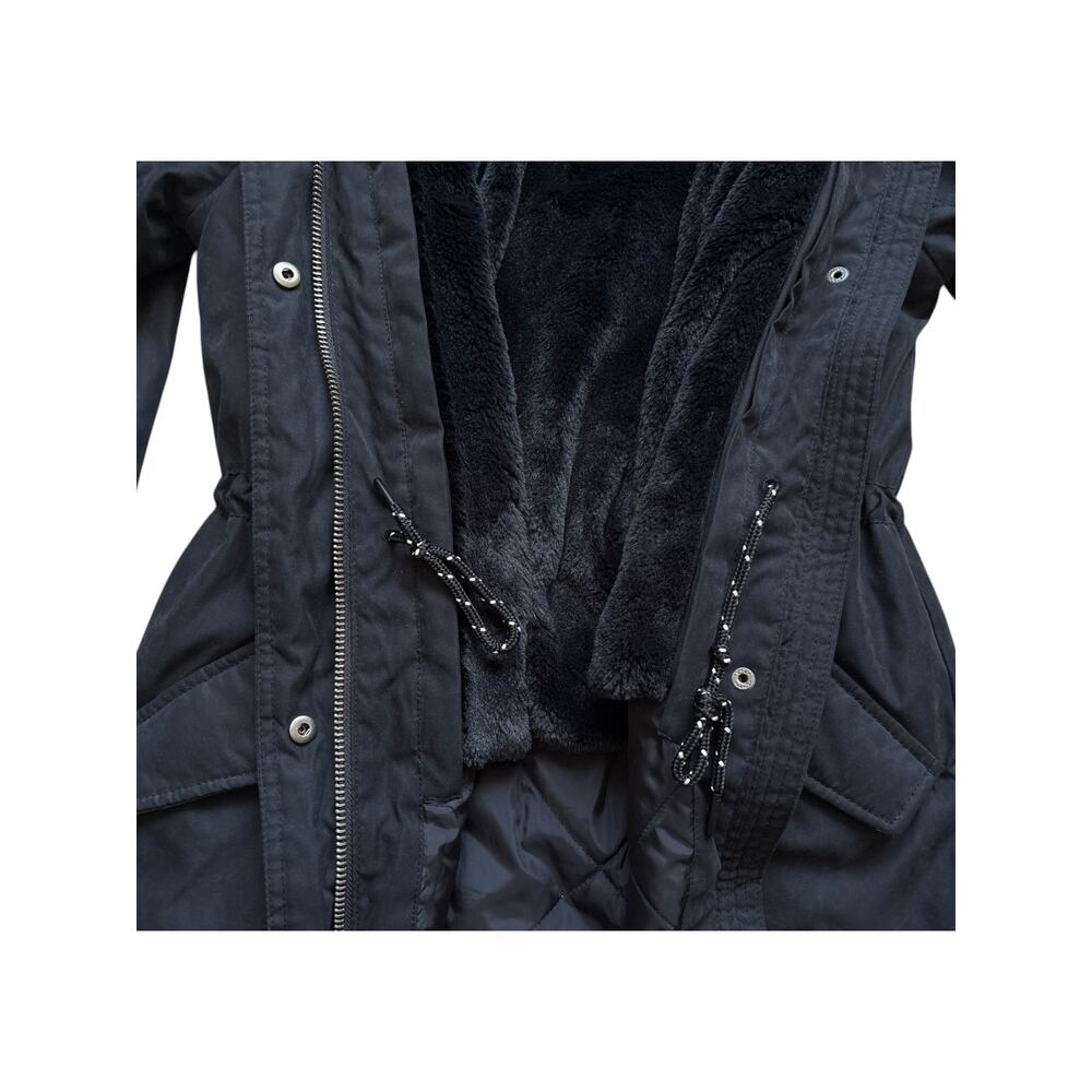 A&F Ultra Parka navy winter coat extra small faux-fur hood clinched waist 3-way - Picture 7 of 11